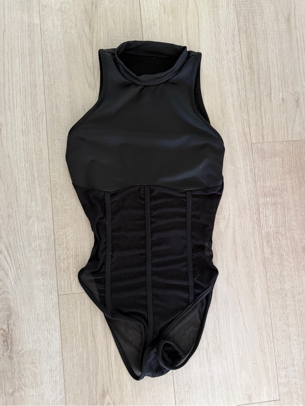 High-Neck bodysuit (sheer torso)